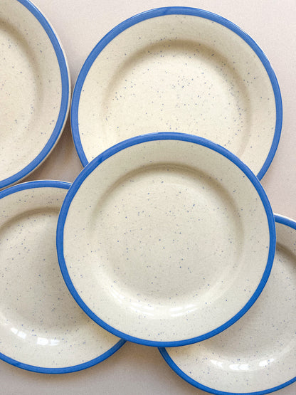 Assiette tachetée liseré bleu